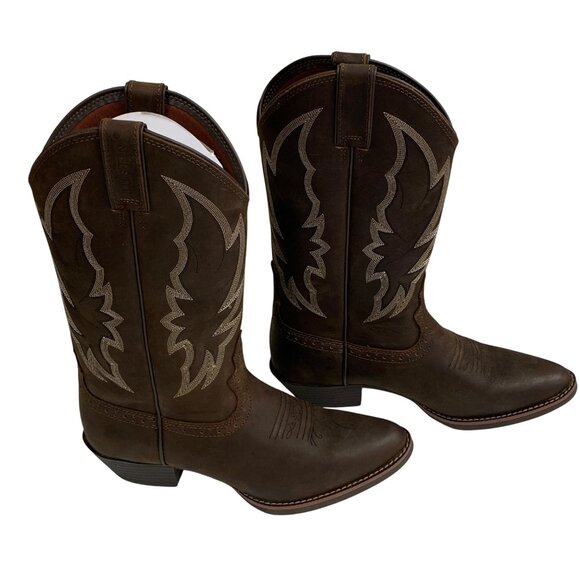 Justin Rosella Chocolate Water Buffalo Womens Round Toe Boots Embroidered 11B - Picture 6 of 10